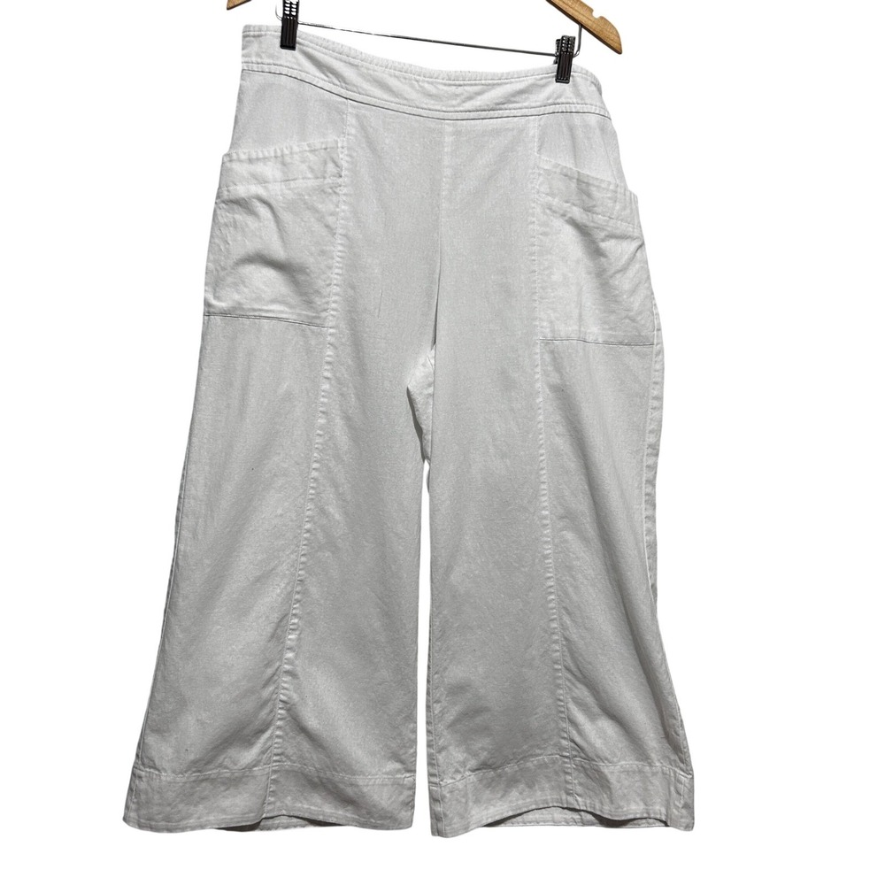 Ivy Jane Women Linen Cotton Wide Leg Pants 1X White Lagenlook Coastal Minimalist